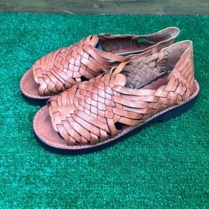 Brand X Huaraches Sandal Womens Brown Textured Leather Comfortable Slip On Sz 10